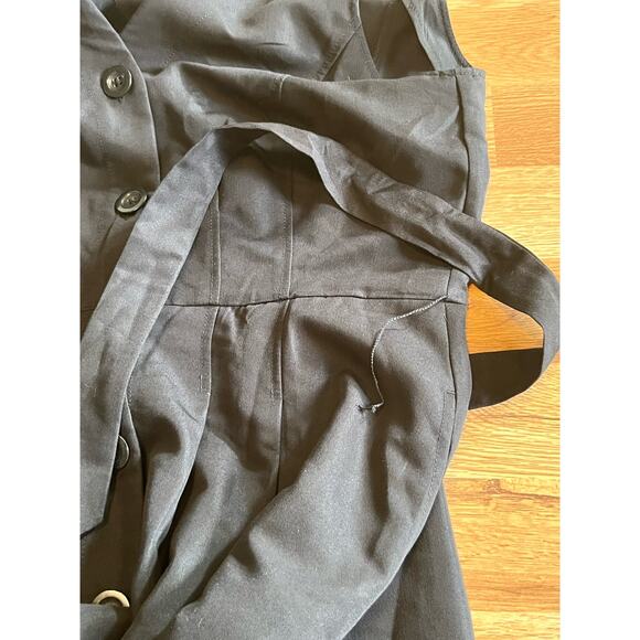 Ann Taylor LOFT Black Minimalist Button Front Tie Waist Dress OP Petite NWT work - Picture 4 of 12